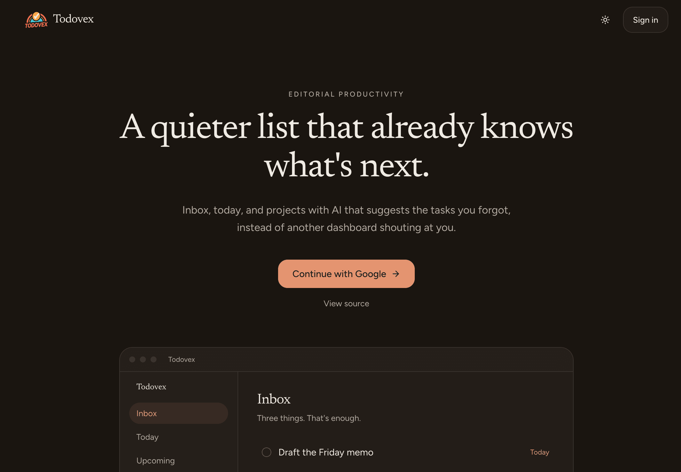 Screenshot of TodoVex
